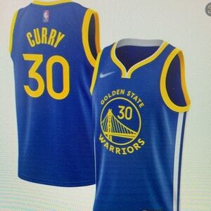 😎Stephen Curry Blue Stitched Jersey